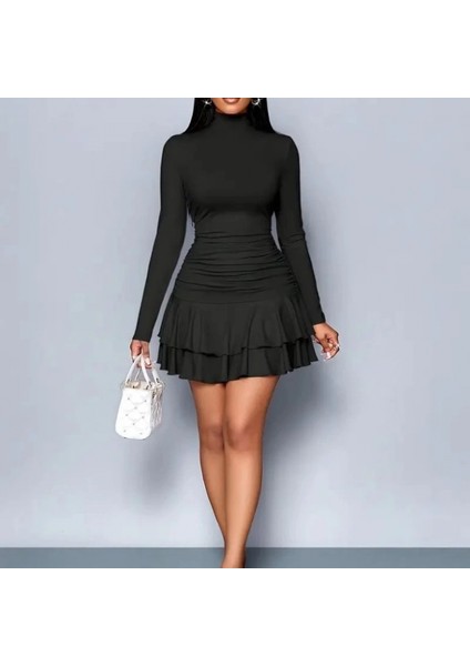 Mdb Kadın Uzun Kollu Balıkçı Yaka Mini Fırfırlı Sandy Elbise fiyatları