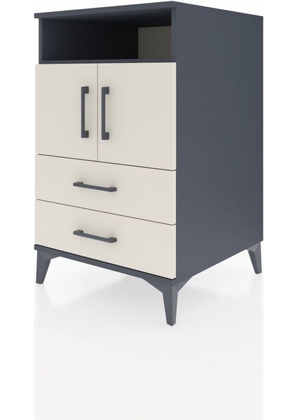 Kronos Komodin 2 Raflı 2 Çekmeceli 2 Kapaklı 60X59X96 Antrasit-Aytaşı modelleri