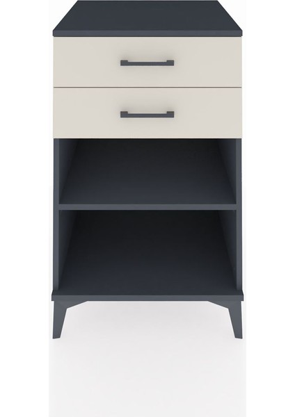 Kronos Komodin Tek Raflı 2 Çekmeceli 60X59X96 Antrasit-Aytaşı