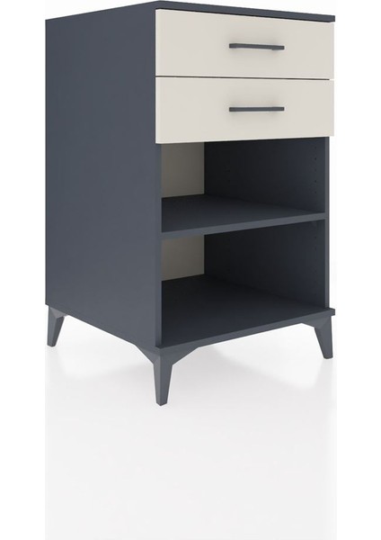 Kronos Komodin Tek Raflı 2 Çekmeceli 60X59X96 Antrasit-Aytaşı fiyatları