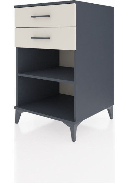 Kronos Komodin Tek Raflı 2 Çekmeceli 60X59X96 Antrasit-Aytaşı modelleri