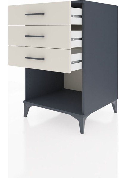 Kronos Komodin 3 Çekmeceli 60X59X96 Antrasit-Aytaşı fırsatları