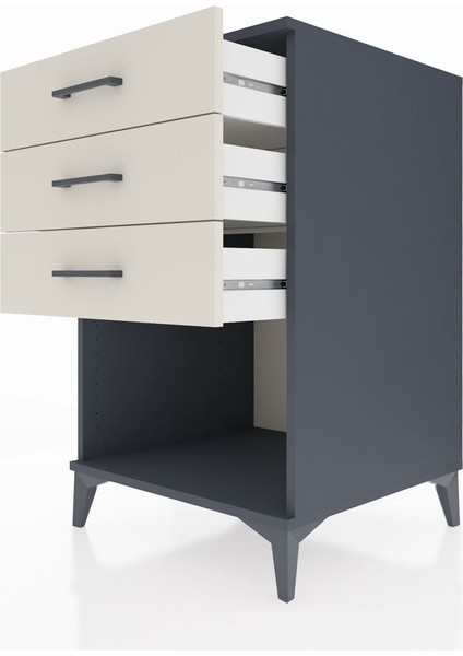 Kronos Komodin 3 Çekmeceli 60X59X96 Antrasit-Aytaşı indirimleri