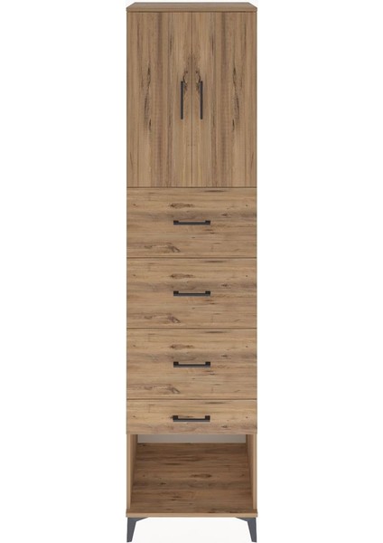 Hyperion Dolap 2 Raflı 4 Çekmeceli 2 Kapaklı 60X44X243 Çam-Çam