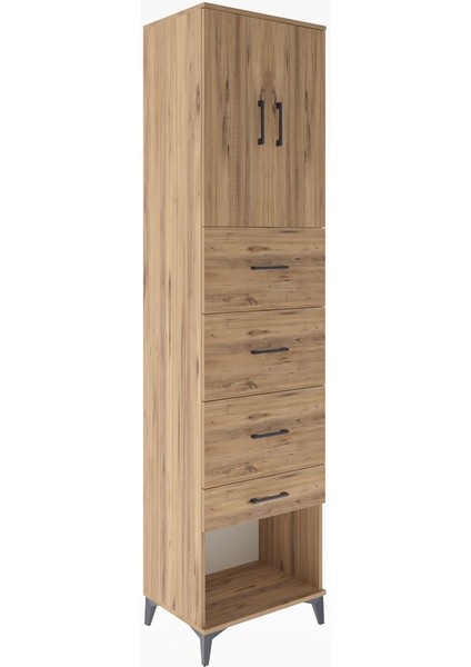 Hyperion Dolap 2 Raflı 4 Çekmeceli 2 Kapaklı 60X44X243 Çam-Çam fiyatları