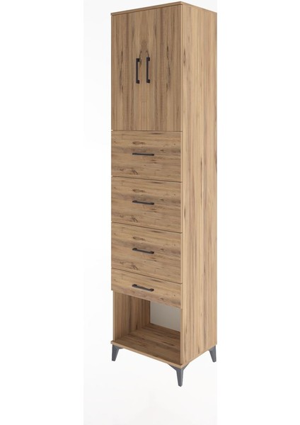 Hyperion Dolap 2 Raflı 4 Çekmeceli 2 Kapaklı 60X44X243 Çam-Çam modelleri