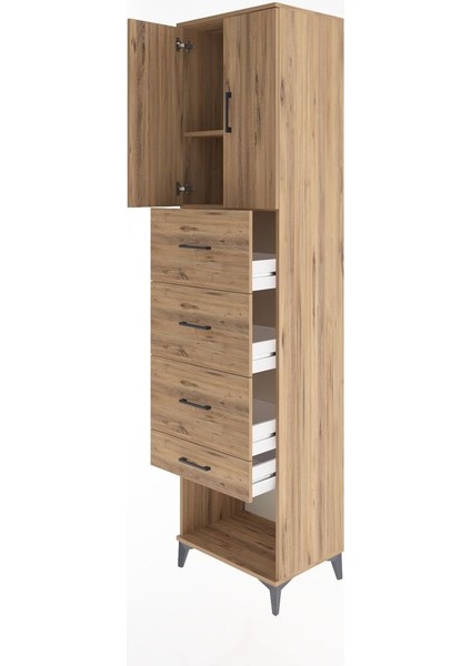 Hyperion Dolap 2 Raflı 4 Çekmeceli 2 Kapaklı 60X44X243 Çam-Çam fırsatları