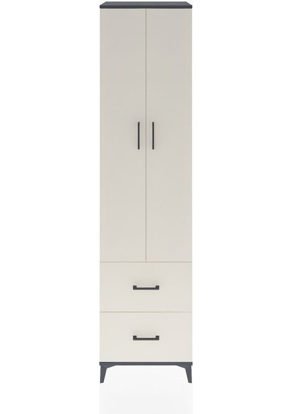 Hyperion Dolap 5 Raflı 2 Çekmeceli 2 Kapaklı 60X44X243 Antrasit-Aytaşı