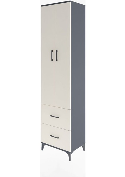 Hyperion Dolap 5 Raflı 2 Çekmeceli 2 Kapaklı 60X44X243 Antrasit-Aytaşı modelleri