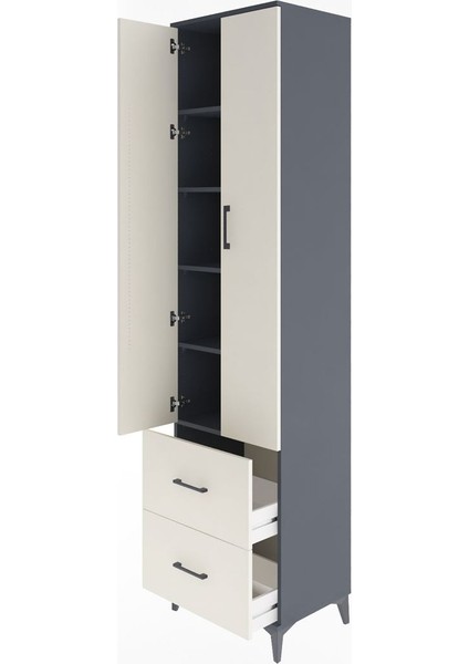 Hyperion Dolap 5 Raflı 2 Çekmeceli 2 Kapaklı 60X44X243 Antrasit-Aytaşı fırsatları