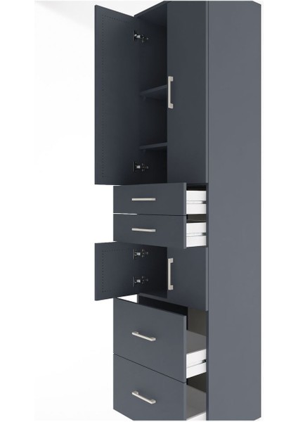 Hyperion Dolap 4 Raflı 4 Çekmeceli 4 Kapaklı 60X44X243 Antrasit-Antrasit indirimleri