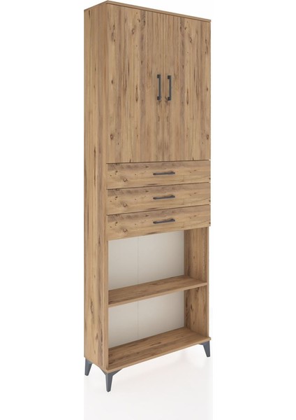 Arges Dolap 4 Raflı 3 Çekmeceli 2 Kapaklı 88X30X243 Çam-Çam fiyatları