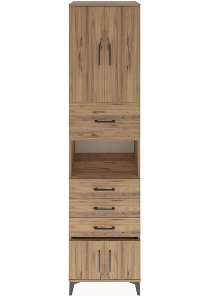 Hyperion Dolap 3 Raflı 4 Çekmeceli 4 Kapaklı 60X44X243 Çam-Çam