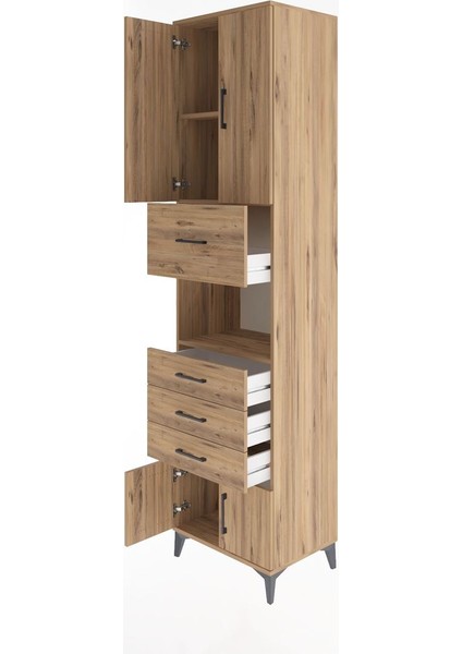 Hyperion Dolap 3 Raflı 4 Çekmeceli 4 Kapaklı 60X44X243 Çam-Çam fırsatları