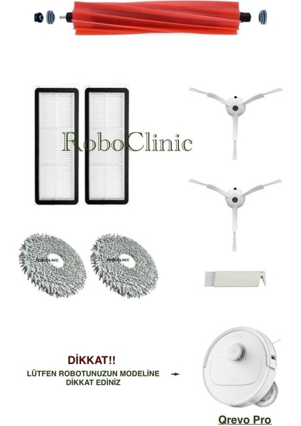 Roborock Qrevo Pro Yedek Ana Fırça, Yan Fırça, Hepa Filtre, Mop - 8 Parça