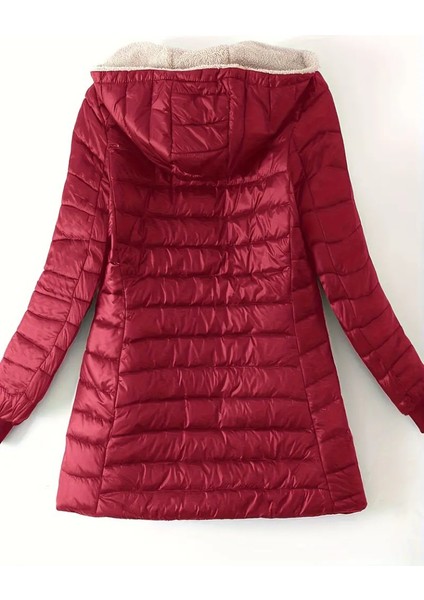 Kadın Uzun Kollu Kapşonlu Cep Detaylı Fermuarlı Orta Boy Mont fırsatları