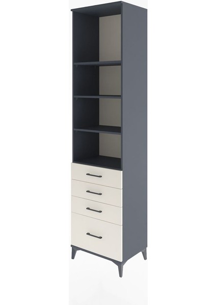 Hyperion Dolap 4 Raflı 4 Çekmeceli 60X44X243 Antrasit-Aytaşı modelleri