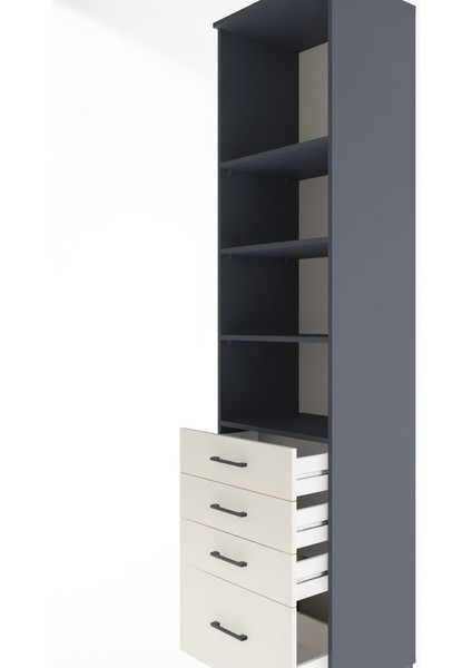 Hyperion Dolap 4 Raflı 4 Çekmeceli 60X44X243 Antrasit-Aytaşı indirimleri