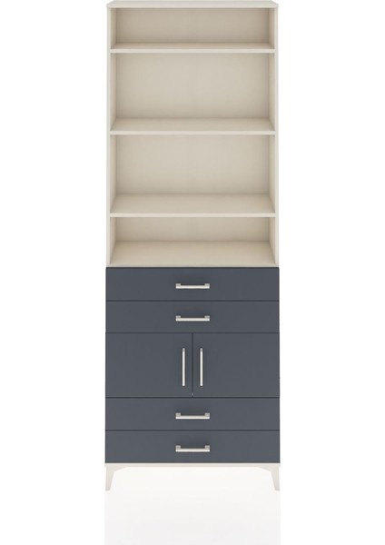 Arges Dolap 5 Raflı 4 Çekmeceli 2 Kapaklı 88X30X243 Aytaşı-Antrasit