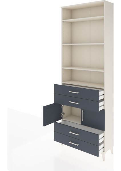 Arges Dolap 5 Raflı 4 Çekmeceli 2 Kapaklı 88X30X243 Aytaşı-Antrasit fırsatları