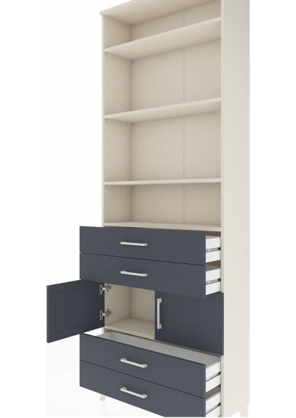 Arges Dolap 5 Raflı 4 Çekmeceli 2 Kapaklı 88X30X243 Aytaşı-Antrasit indirimleri