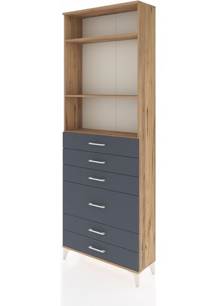 Arges Dolap 3 Raflı 6 Çekmeceli 2 Kapaklı 88X30X243 Çam-Antrasit modelleri