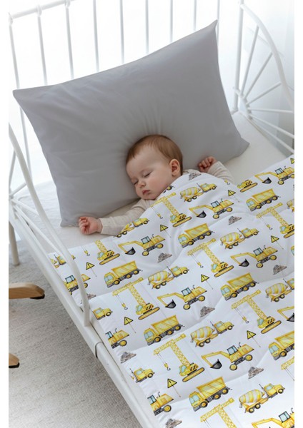 Organik Baskılı Bebek (100X150 Cm) Yorgan Seti - Iconic Serisi - Iş Makinaları fiyatları