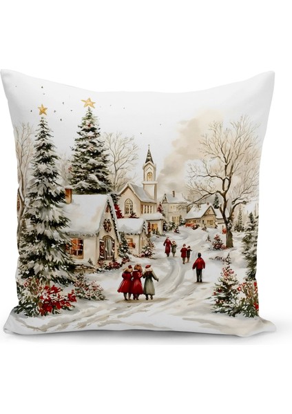 Yılbaşı Serisi Çift Tarafı Dijital Baskılı Kırlent Kılıfı (Christmas Noel Cushion Cover)