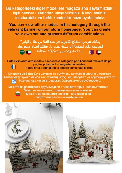 Yılbaşı Serisi Çift Tarafı Dijital Baskılı Kırlent Kılıfı (Christmas Noel Cushion Cover) modelleri