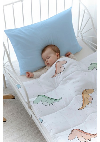 Organik Baskılı Bebek (100X150 Cm) Yorgan Seti - Iconic Serisi - Renkli Dinozorlar fiyatları