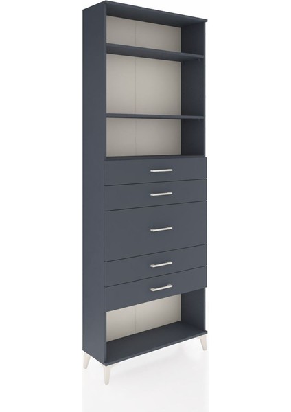 Arges Dolap 3 Raflı 5 Çekmeceli 88X30X243 Antrasit-Antrasit fiyatları