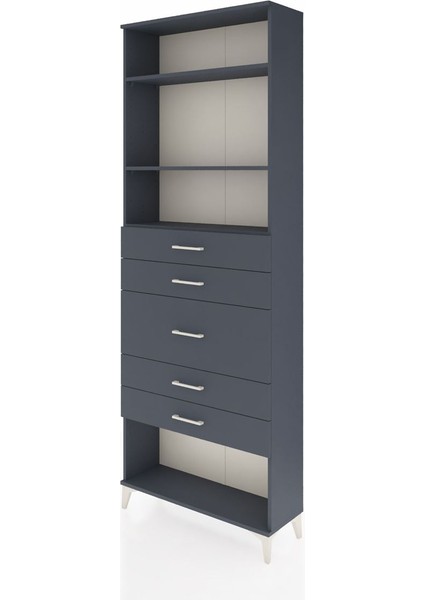 Arges Dolap 3 Raflı 5 Çekmeceli 88X30X243 Antrasit-Antrasit modelleri