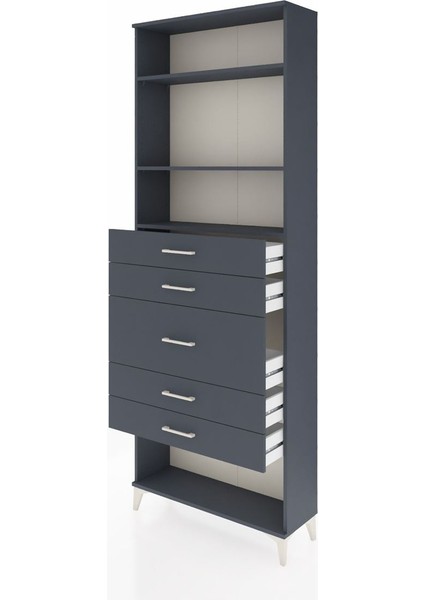 Arges Dolap 3 Raflı 5 Çekmeceli 88X30X243 Antrasit-Antrasit fırsatları