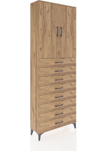 Arges Dolap 3 Raflı 8 Çekmeceli 2 Kapaklı 88X30X243 Çam-Çam fiyatları