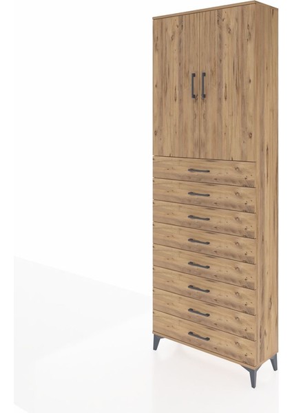 Arges Dolap 3 Raflı 8 Çekmeceli 2 Kapaklı 88X30X243 Çam-Çam modelleri