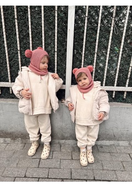 Ponponlu Unisex El Örgüsü Bebek/çocuk Bere-Boyunluk Takımı modelleri