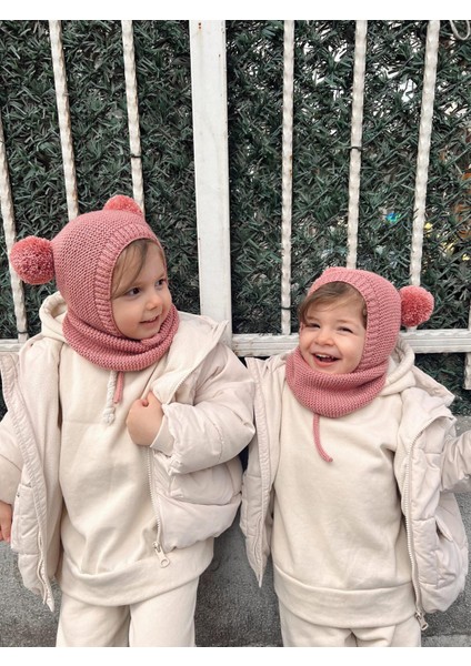 Ponponlu Unisex El Örgüsü Bebek/çocuk Bere-Boyunluk Takımı fırsatları