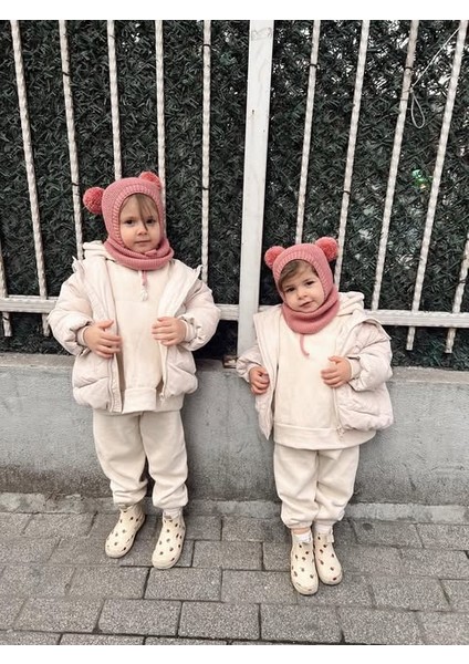 Ponponlu Unisex El Örgüsü Bebek/çocuk Bere-Boyunluk Takımı indirimleri