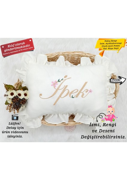 %100 Pamuk Müslin Kumaş Fırfırlı Takı Yastığı Kılıfı 35*45 (Kişiy