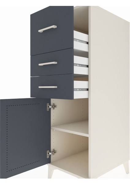 Kronos Dolap Tek Raflı 3 Çekmeceli Tek Kapaklı 44X59X134 Aytaşı-Antrasit indirimleri