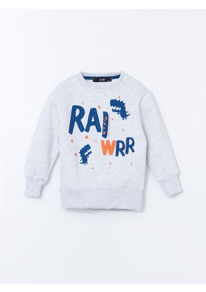 Yeni Sezon Bisiklet Yaka Baskılı Erkek Çocuk Sweatshirt