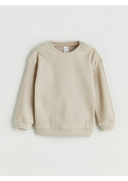 Yeni Sezon Bisiklet Yaka Basic Erkek Bebek Sweatshirt