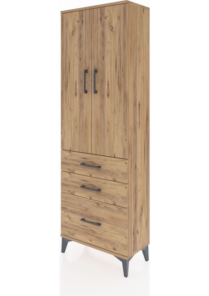 Arges Dolap 4 Raflı 3 Çekmeceli 2 Kapaklı 60X30X182 Çam-Çam modelleri