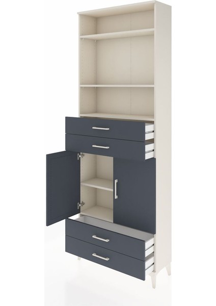 Arges Dolap 5 Raflı 4 Çekmeceli 2 Kapaklı 88X30X243 Aytaşı-Antrasit fırsatları