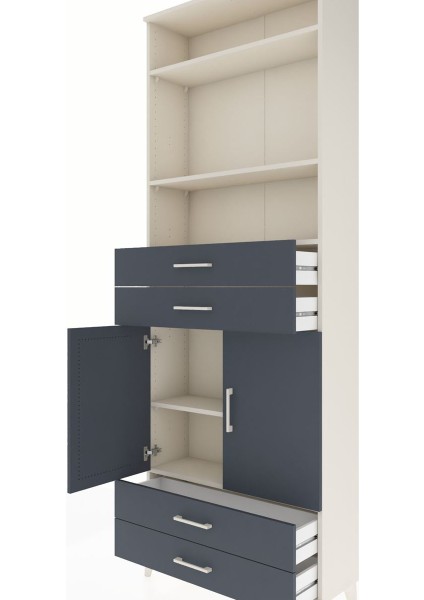 Arges Dolap 5 Raflı 4 Çekmeceli 2 Kapaklı 88X30X243 Aytaşı-Antrasit indirimleri