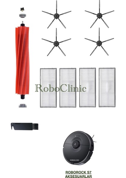 Roborock S7 S7 Max Robot Süpürge Uyumlu Yedek Fırça, Hepa Filtre - 10 Parça