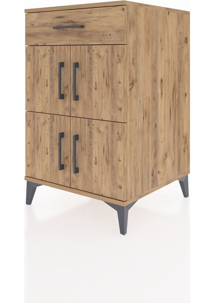Kronos Komodin Tek Raflı Tek Çekmeceli 4 Kapaklı 60X59X96 Çam-Çam modelleri