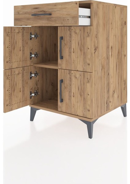 Kronos Komodin Tek Raflı Tek Çekmeceli 4 Kapaklı 60X59X96 Çam-Çam fırsatları