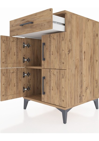 Kronos Komodin Tek Raflı Tek Çekmeceli 4 Kapaklı 60X59X96 Çam-Çam indirimleri