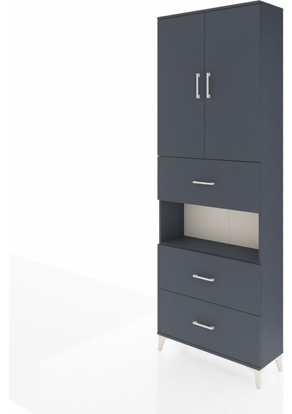 Arges Dolap 4 Raflı 3 Çekmeceli 2 Kapaklı 88X30X243 Antrasit-Antrasit modelleri